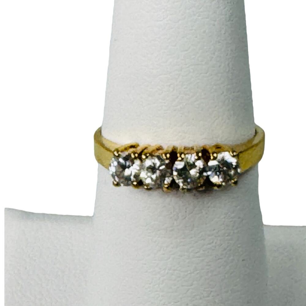 Vintage CZ Cubic Zirconia Yellow Gold Anniversary Band Ring Size 6.5